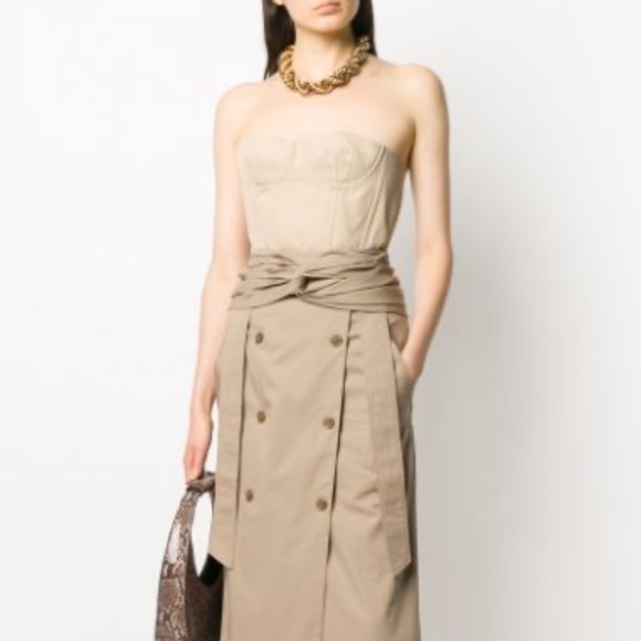 Rokh Twist-Front Button Embellished Cotton Gabardine Midi Skirt - Picture 5 of 12